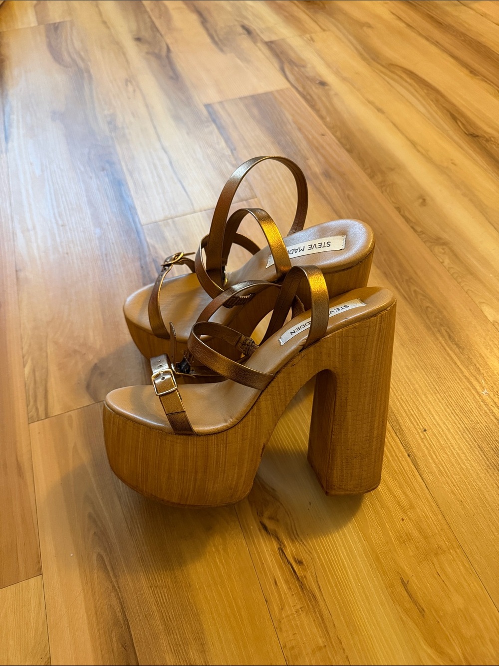 Steve Madden Metallic Brown Strappy Platform Heels